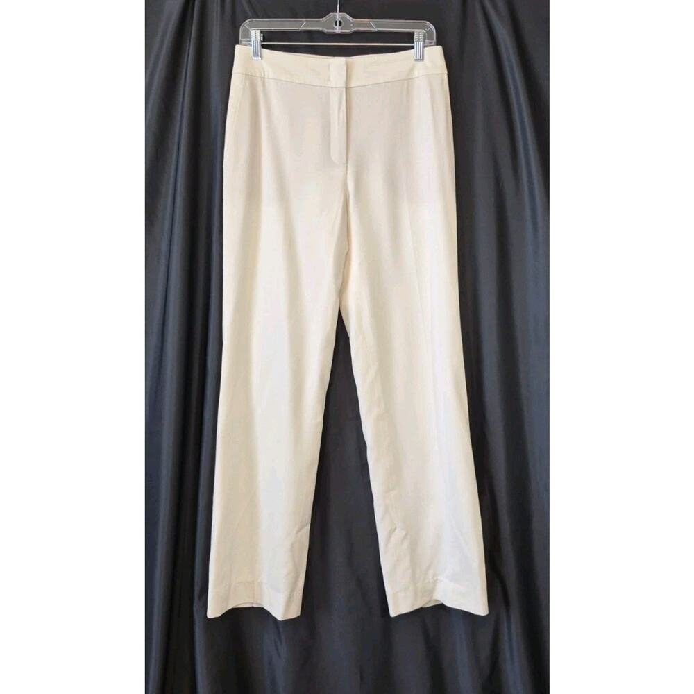 Escada Designer Cream Wool Blend Trouser Straight Leg Pants EUR 34 US Small